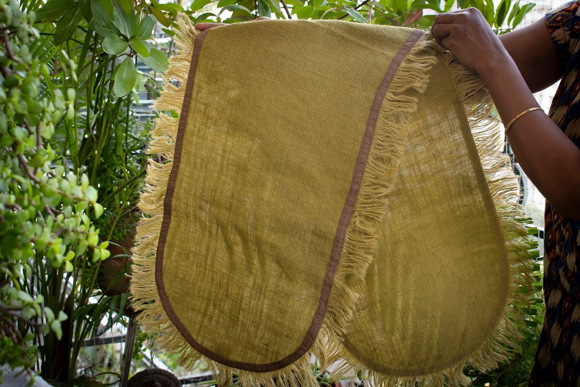 Artisan Jute Table Runner- Olive Moss v3.0